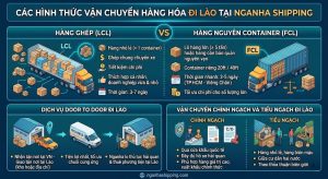 So sánh hình thức vận chuyển hàng đi Lào: hàng ghép và hàng nguyên container